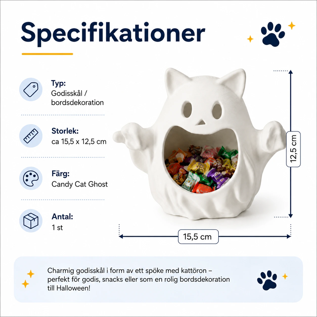 Godisskål i spökform för halloween