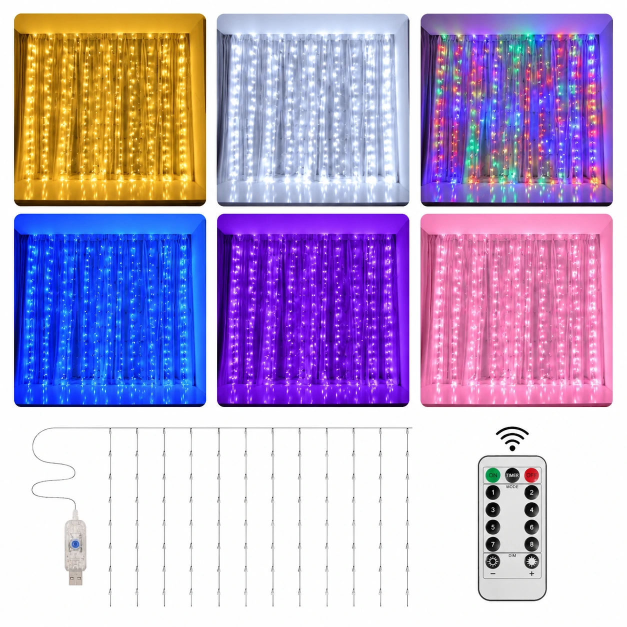 Ljusgardin LED USB – Dekorativ Ljusslinga med 8 Lägen
