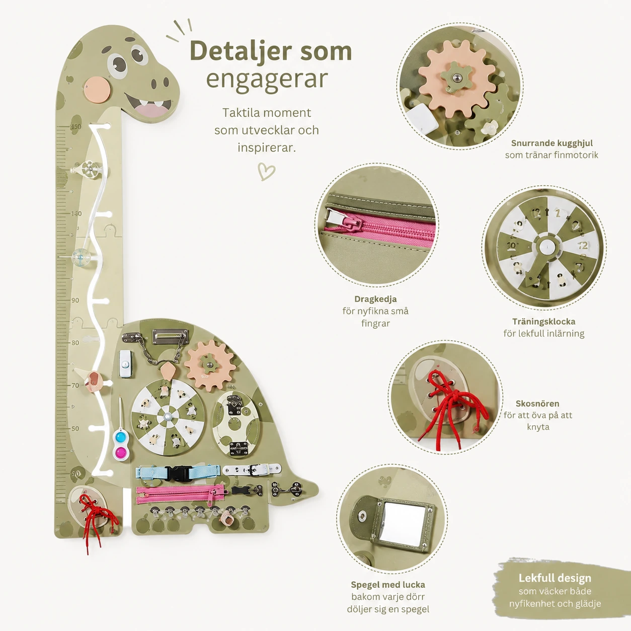 Seinälle asennettava aktiviteettitaulu pituusmitalla lapsille