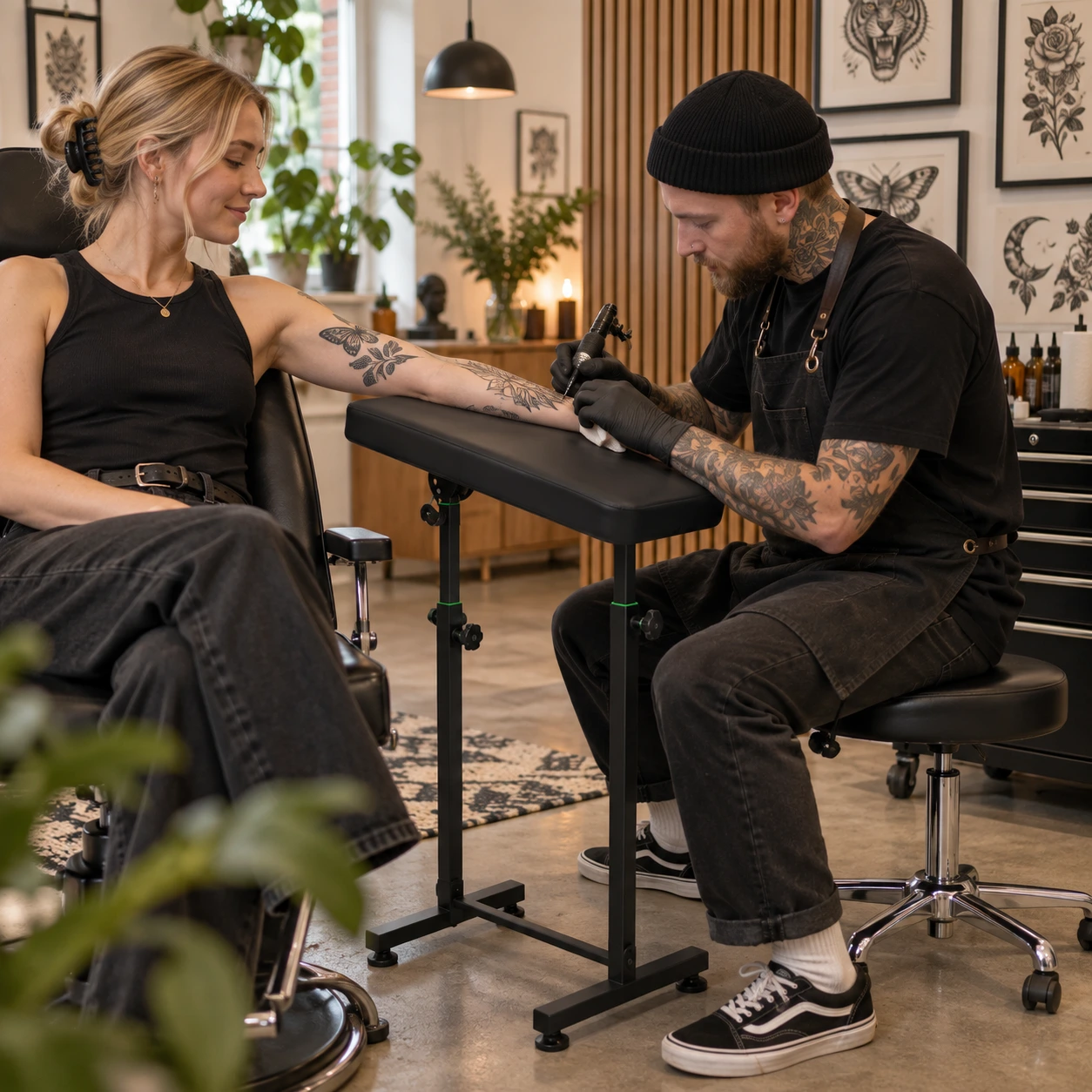 Justerbart armstöd för tatuering och skönhetsbehandling