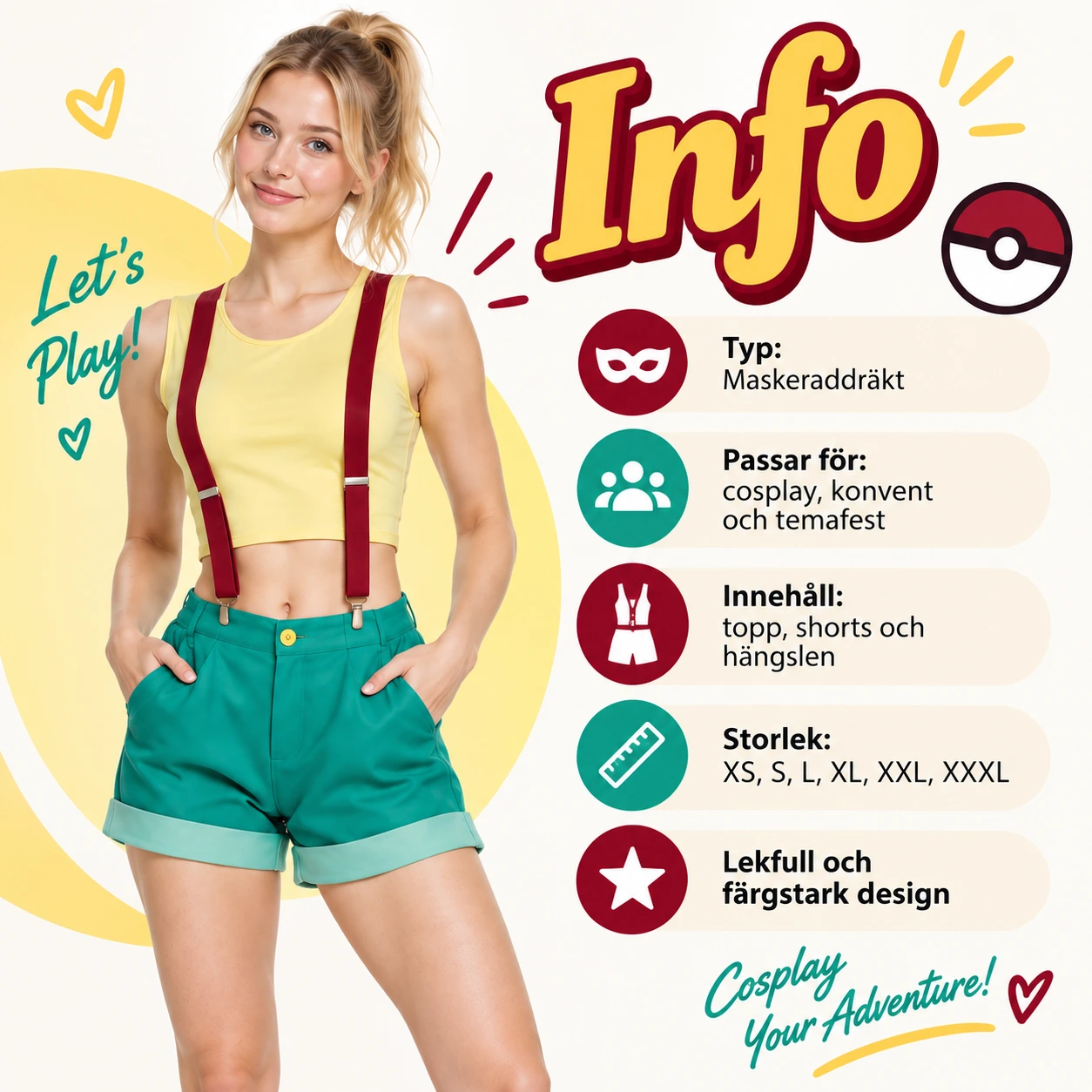 Naisten naamiaisasu topilla, shortseilla ja henkseleillä