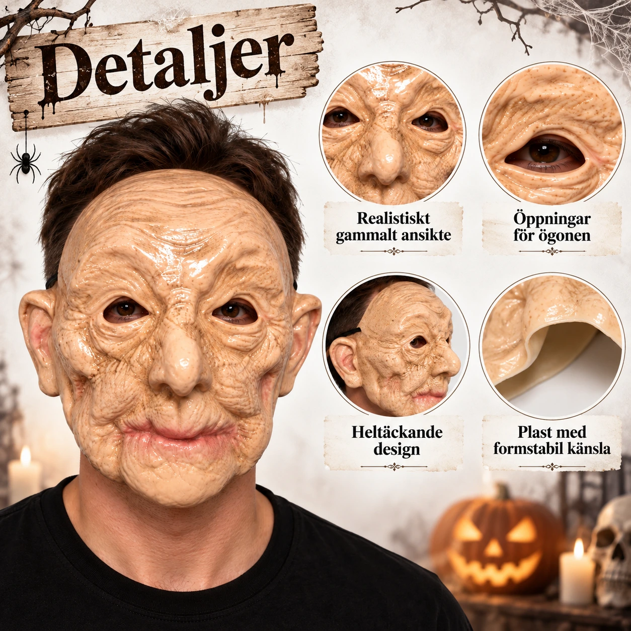 Mask gammal man i plast, heltäckande