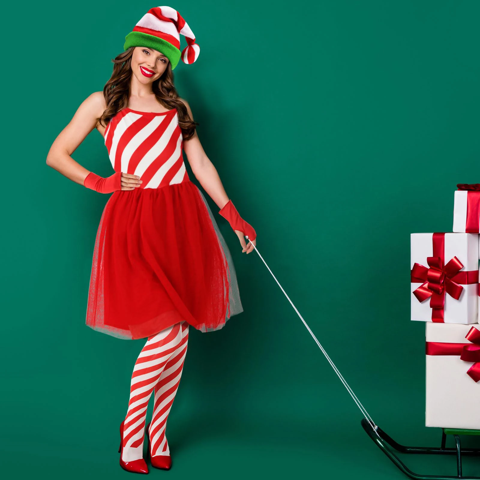 Polkagris Kostym - 3-delars Set 4