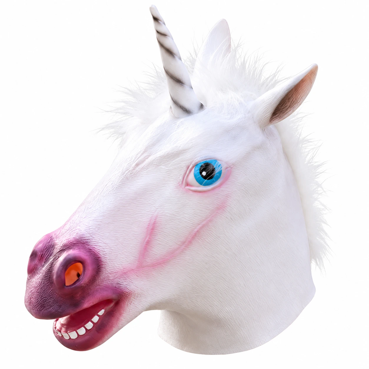 Vit Enhörning Latexmask med Horn
