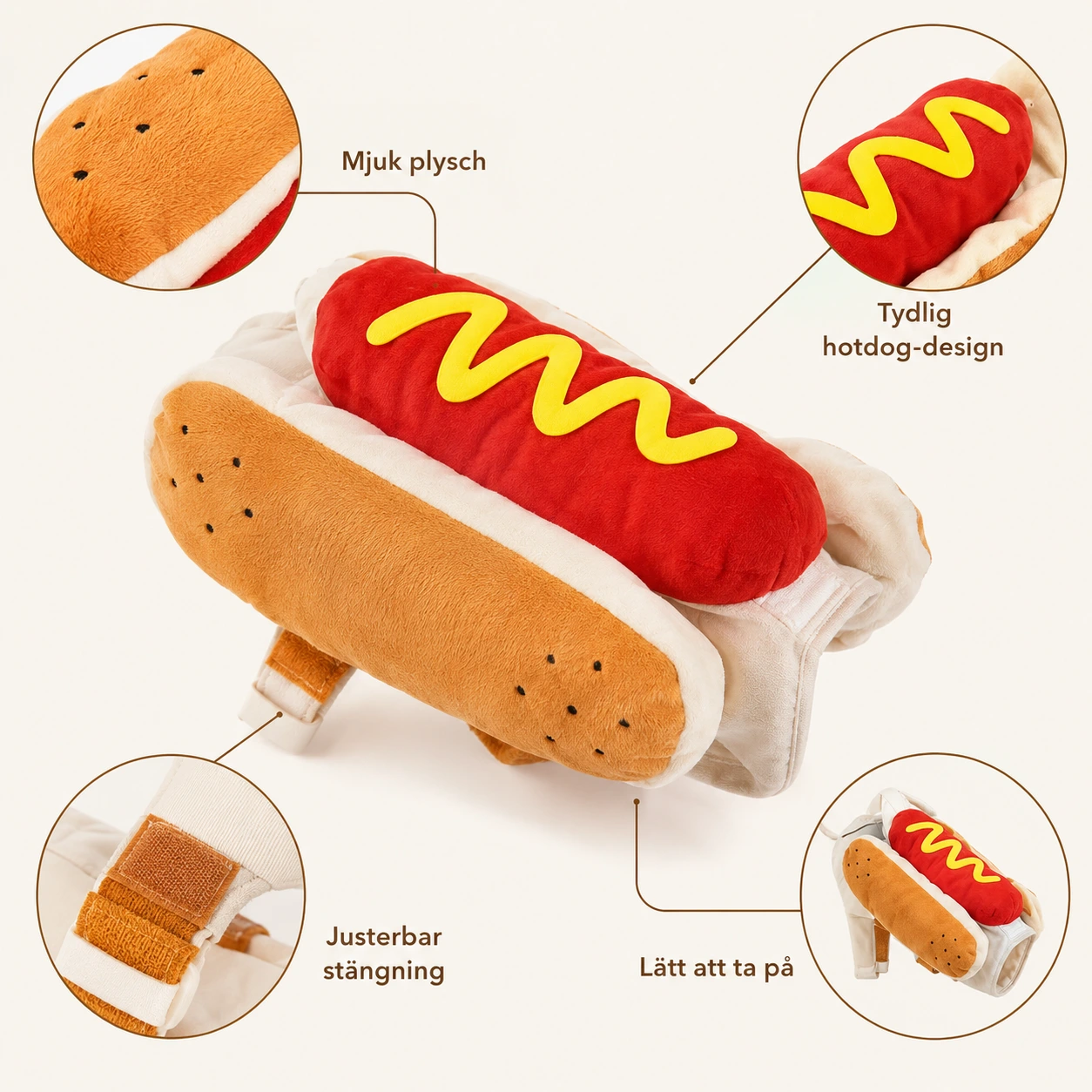 Hot dog -asu koiralle ja kissalle, useita kokoja