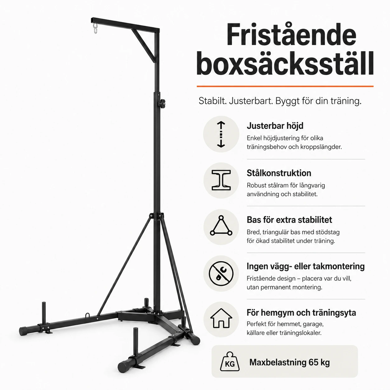 Boxsäcksställ fristående med justerbar höjd