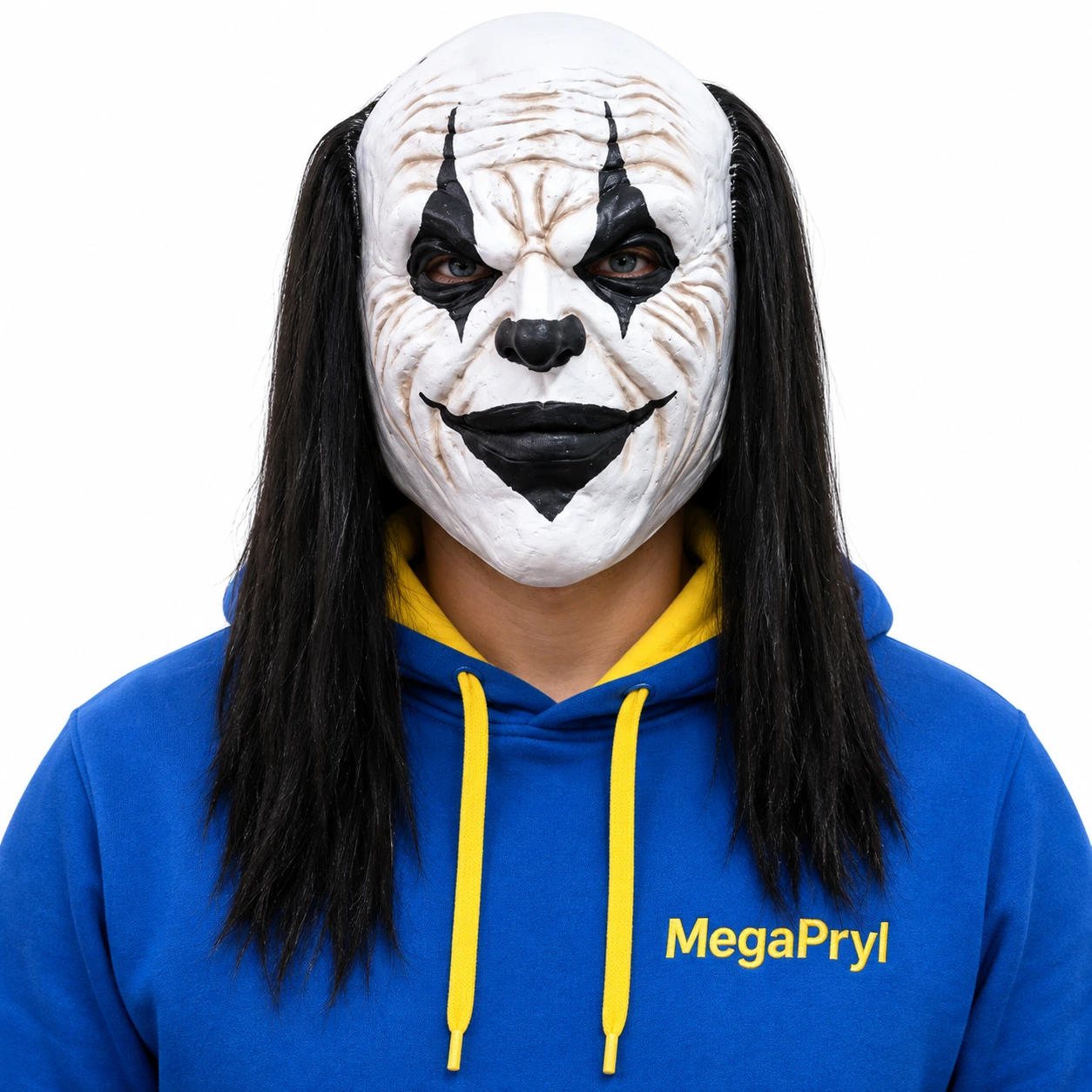 Clownmask med Peruk och Helansikte – Mask för Halloween och Maskerad