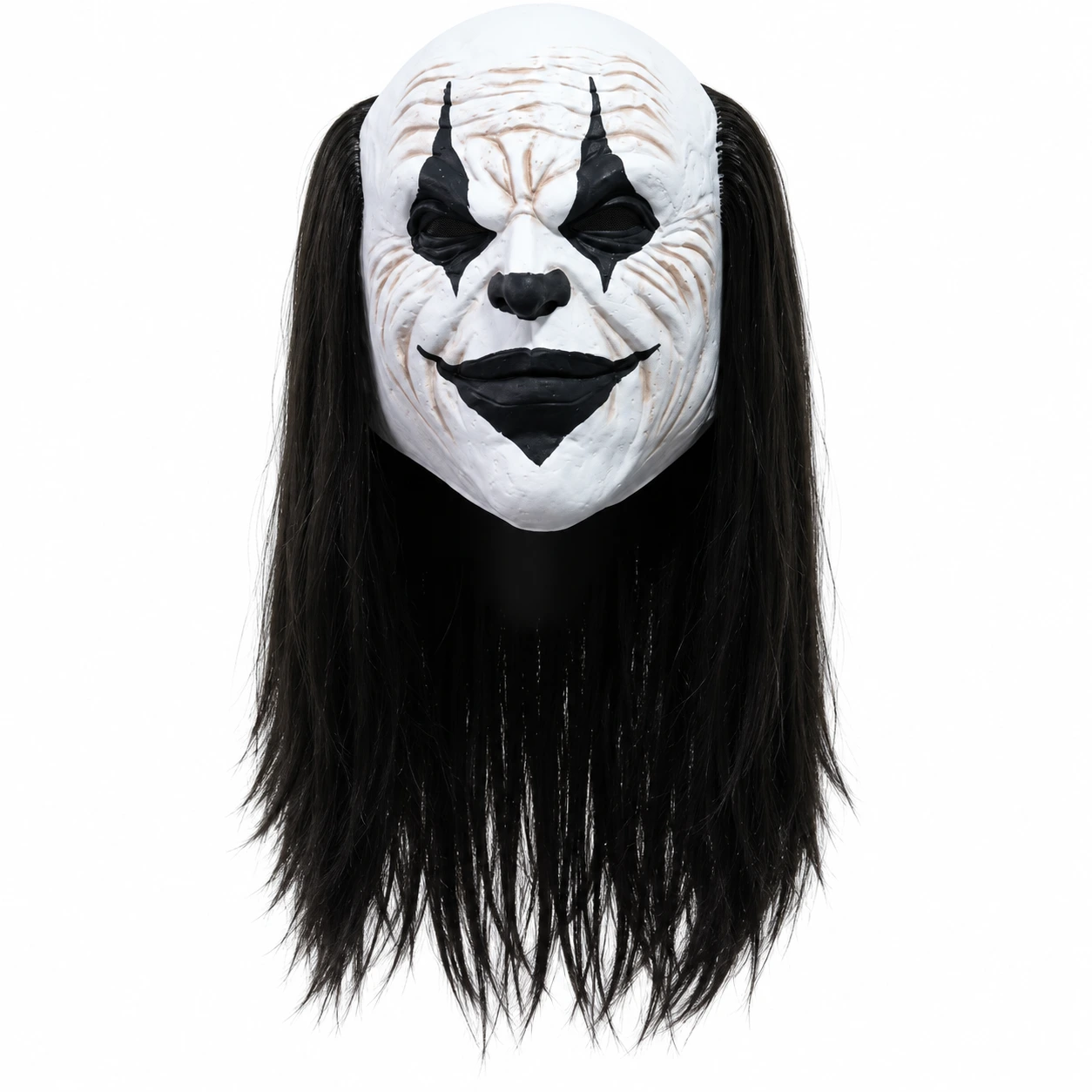 Clownmask för halloween med peruk och helansikte