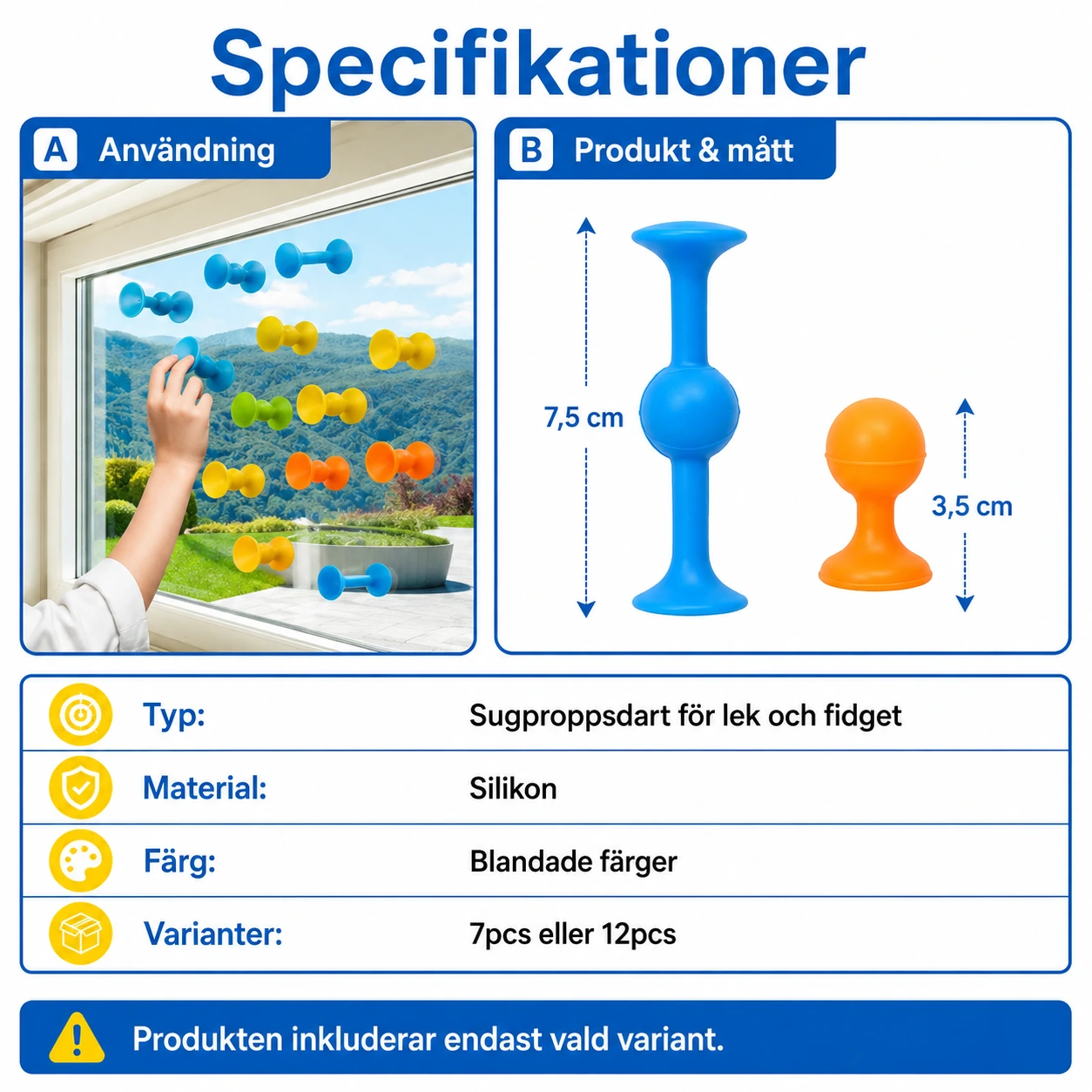 Sugproppsdart i Silikon för Lek och Fidget
