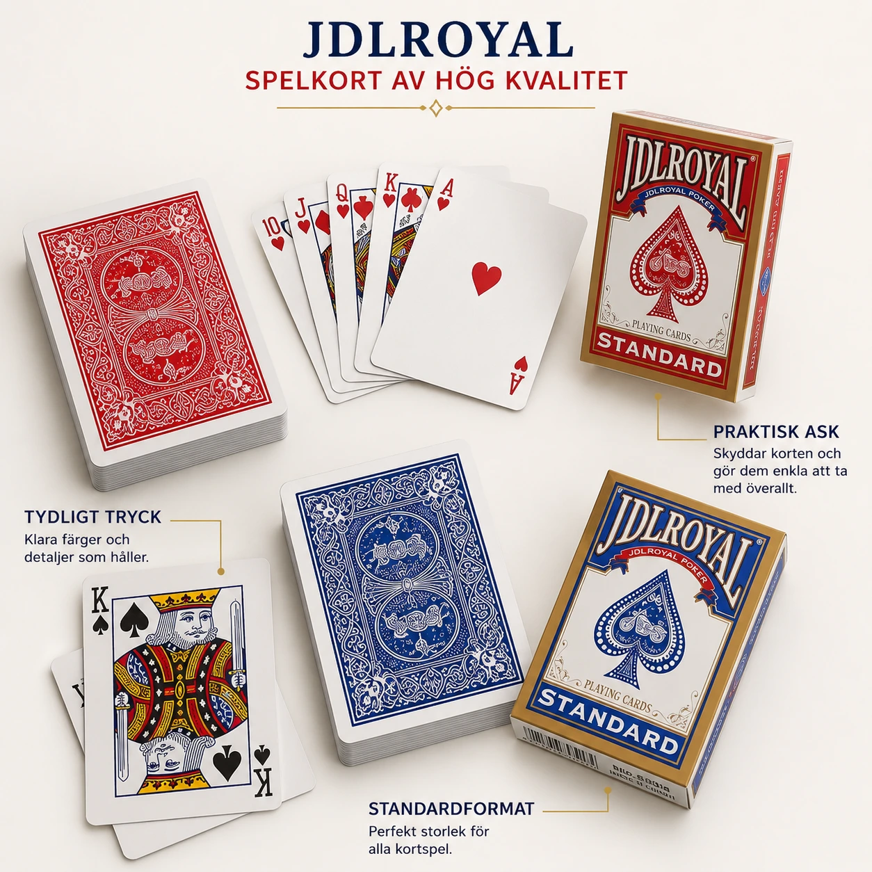Spelkort i kortlek för poker och kortspel