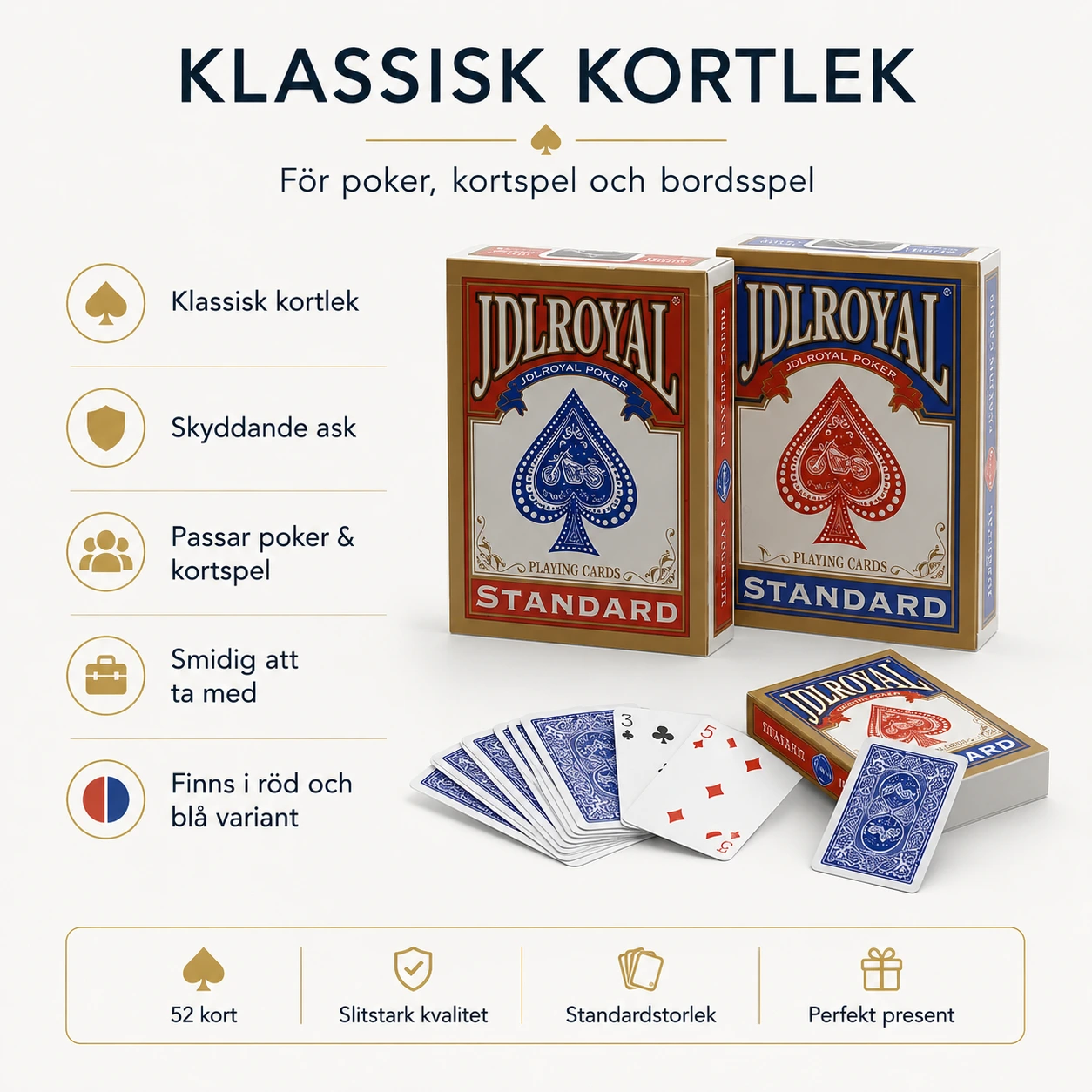 Spelkort i kortlek för poker och kortspel