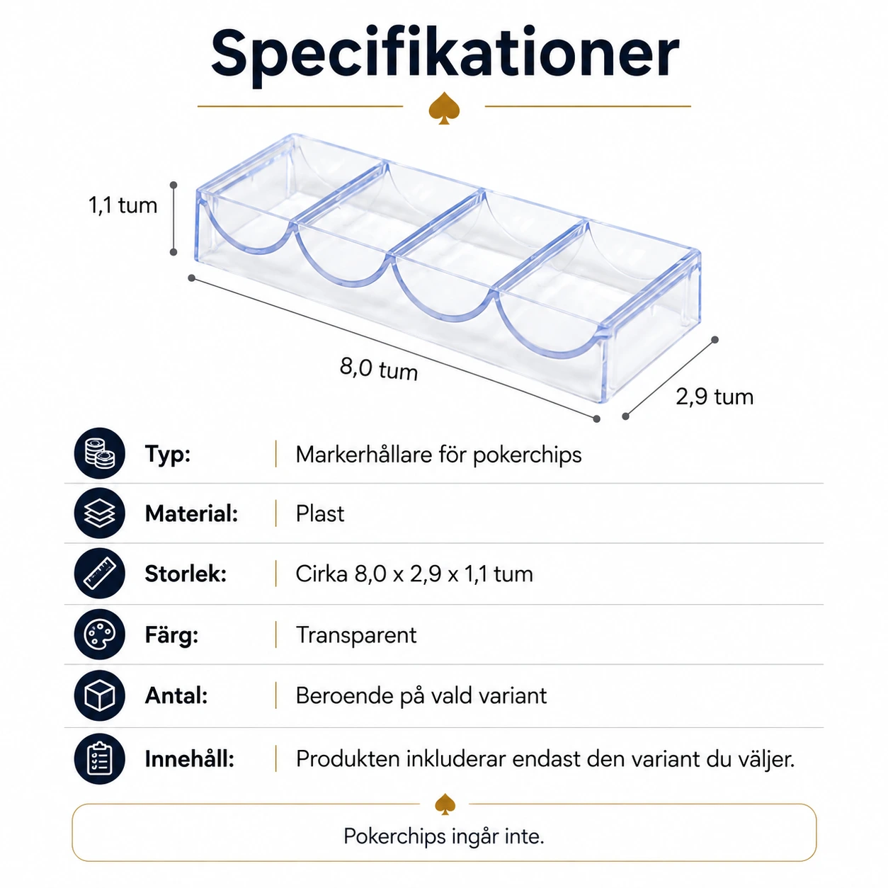 Markerhållare för pokerchips i transparent plast