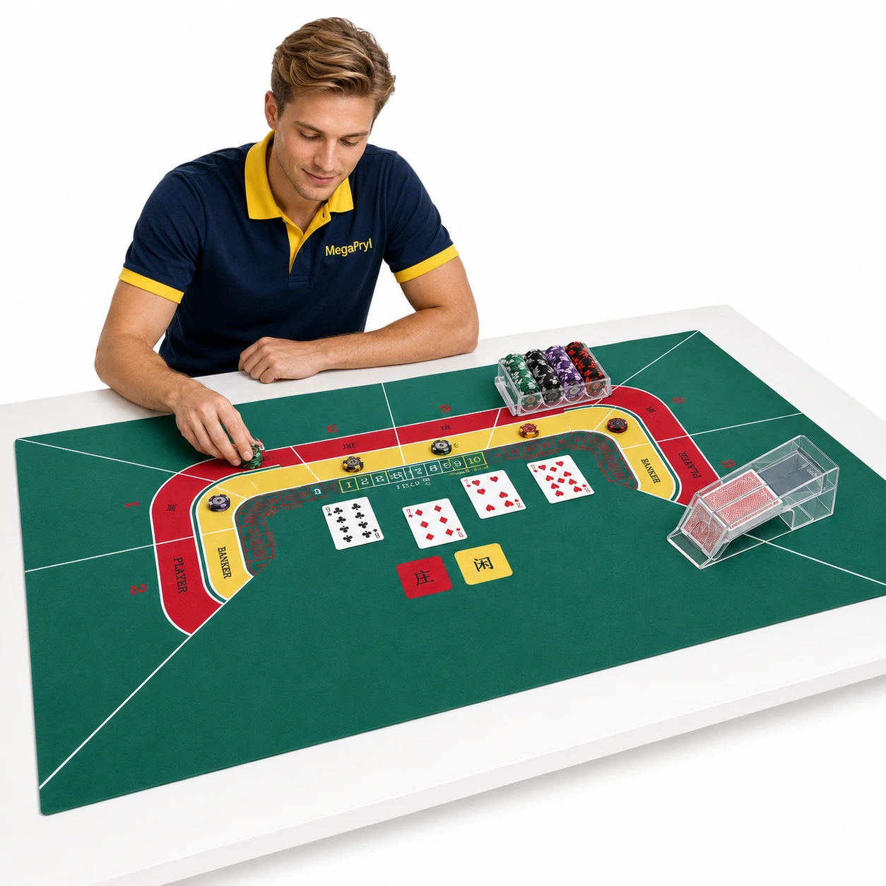 Baccarat spelmatta för bord i grön non-woven 180x90 cm