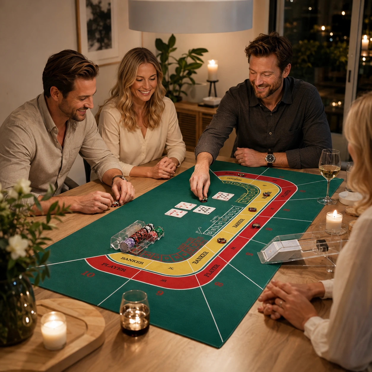 Baccarat spelmatta för bord i grön non-woven 180x90 cm