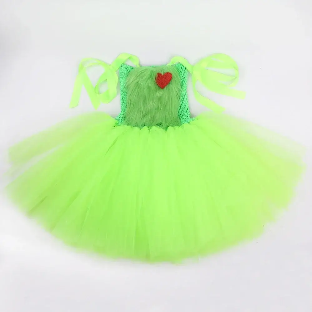 Grinch Klänning för Barn – Grön Julklänning 5