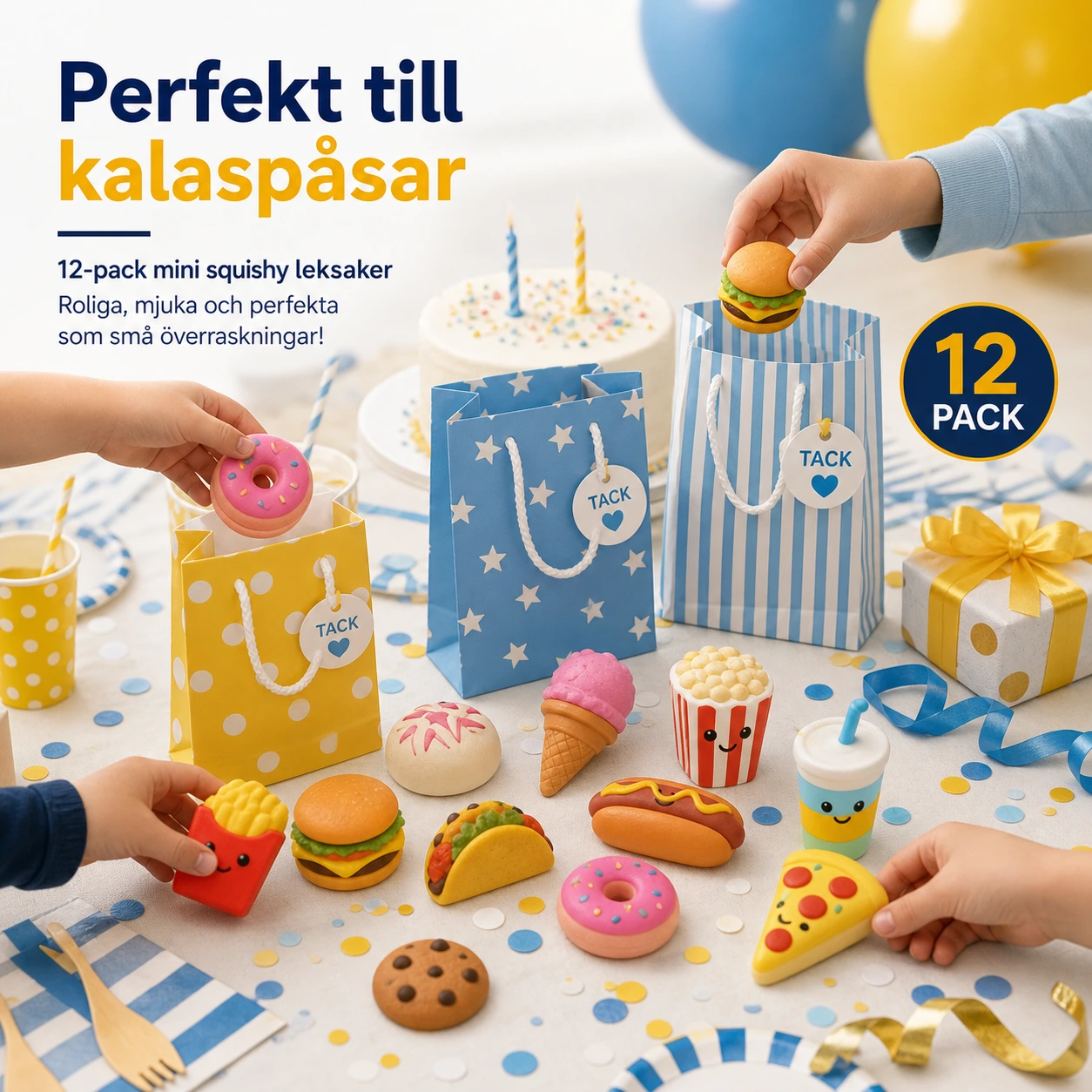Squishy Leksaker Matmotiv 12-pack
