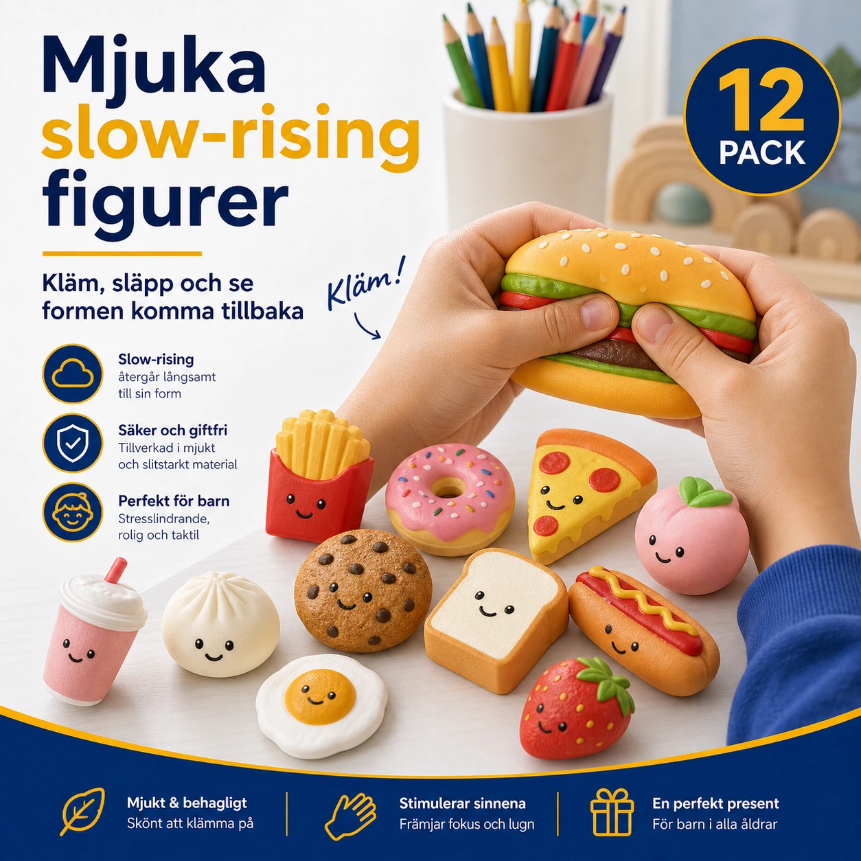 Squishy Leksaker Matmotiv 12-pack