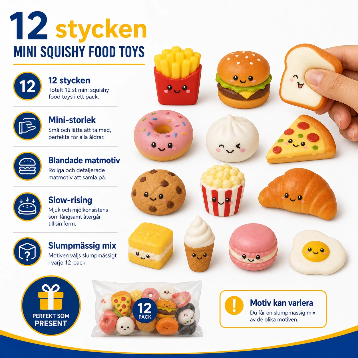 Squishy Leksaker Matmotiv 12-pack
