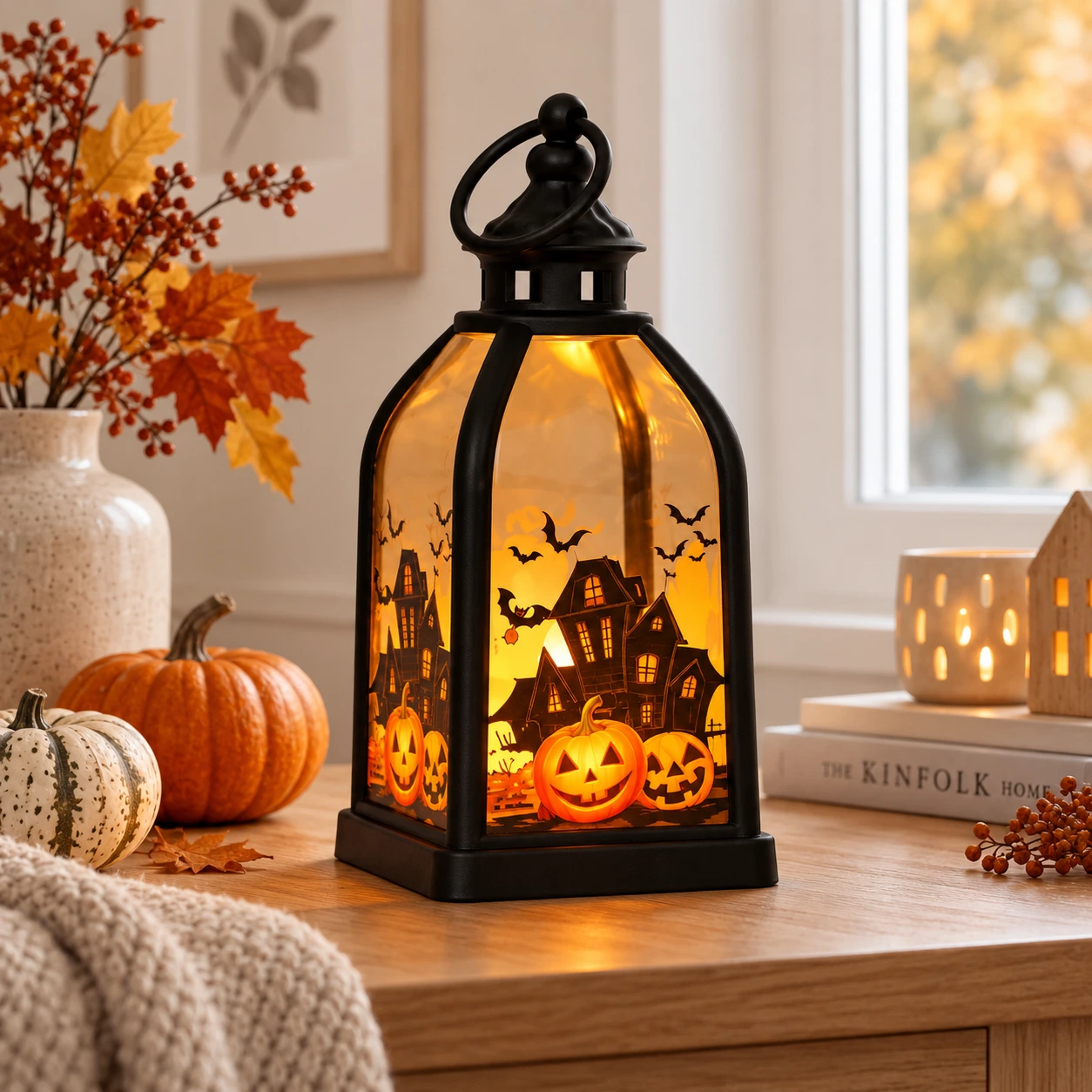 Halloween-lyhty LED-valolla koristeluun