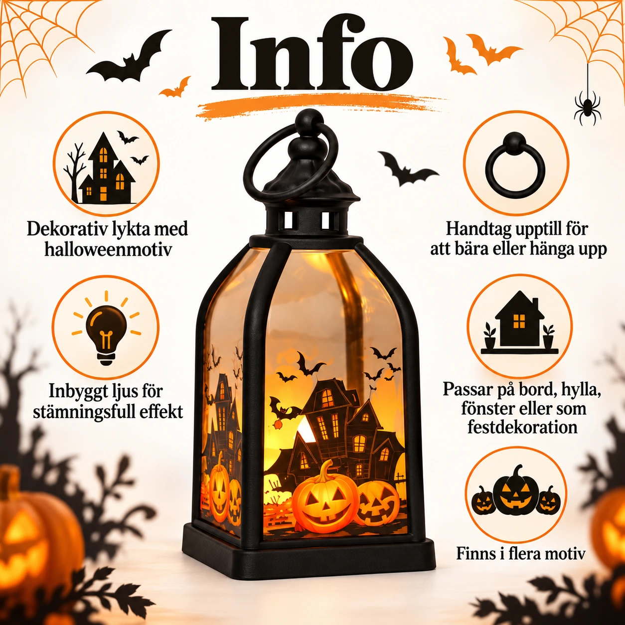 Halloween-lyhty LED-valolla koristeluun