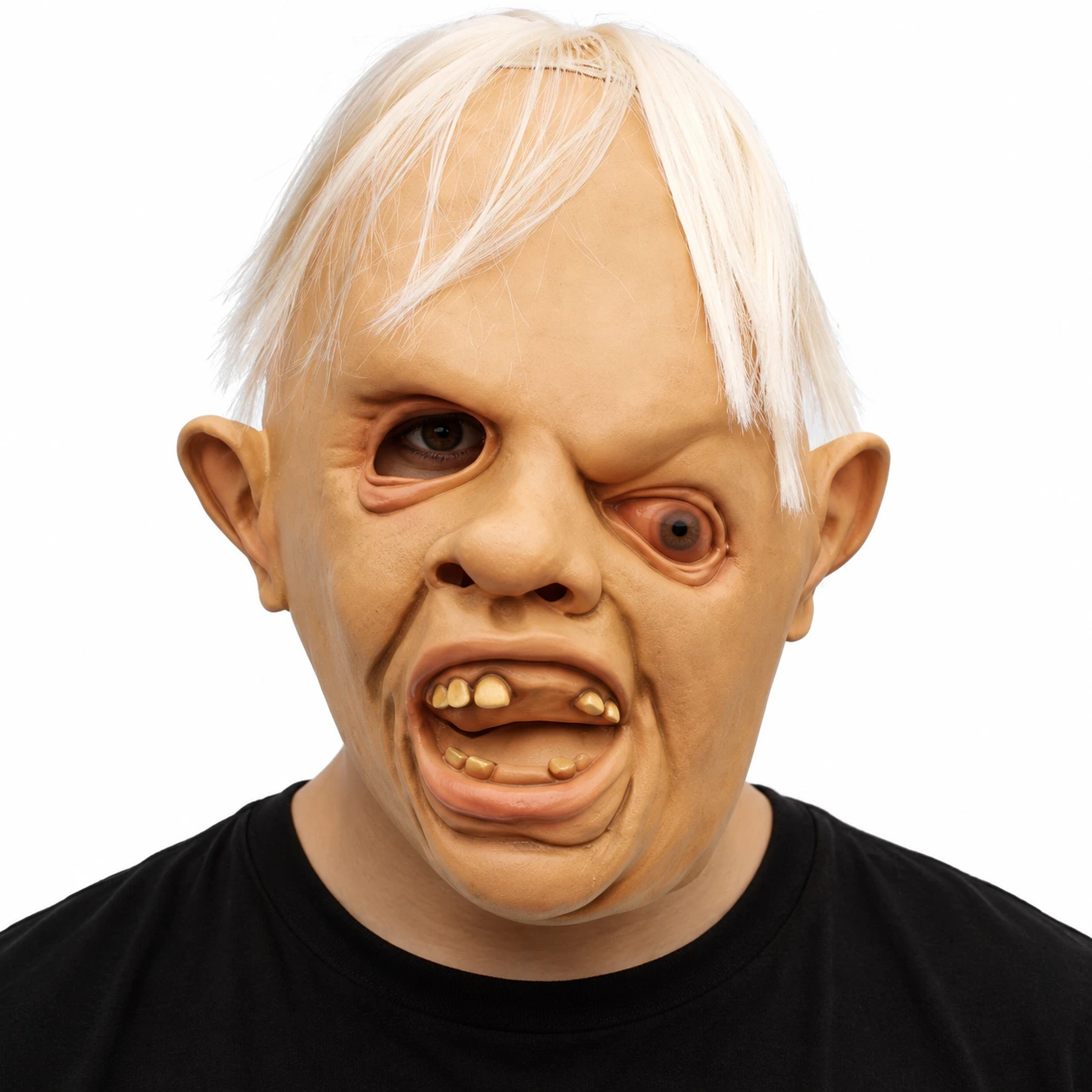 Mask zombie i latex med vitt hår