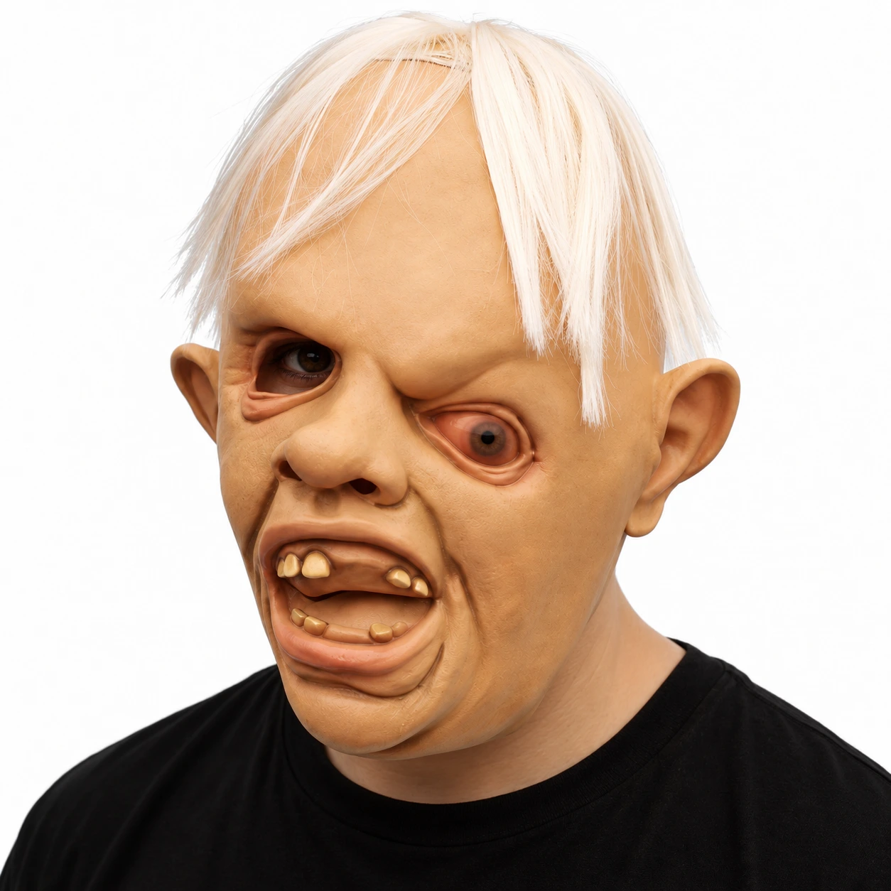 Mask zombie i latex med vitt hår