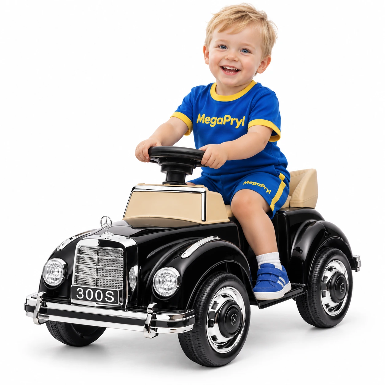 Lasten potkuauto säilytystilalla, musta