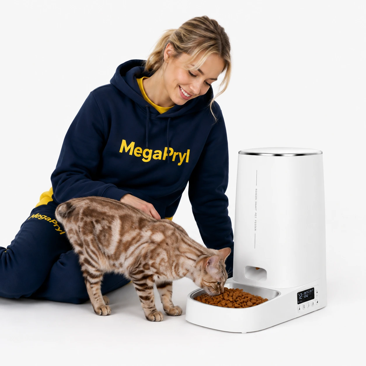 Automatisk foderautomat för katt och hund 4L med skål