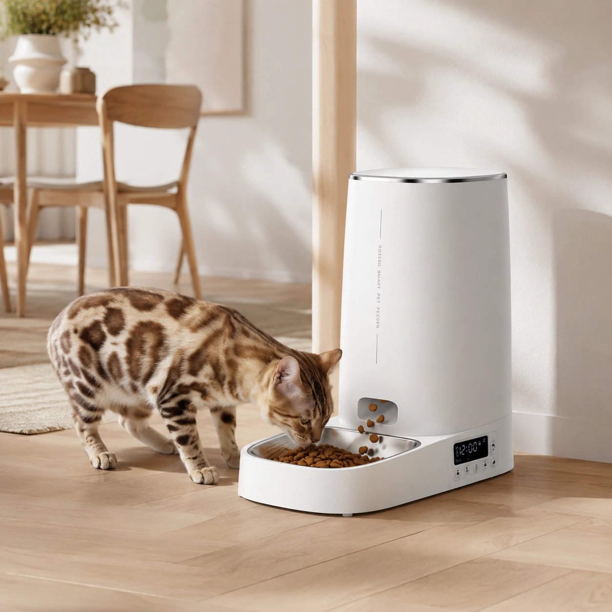 Automatisk foderautomat för katt och hund 4L med skål