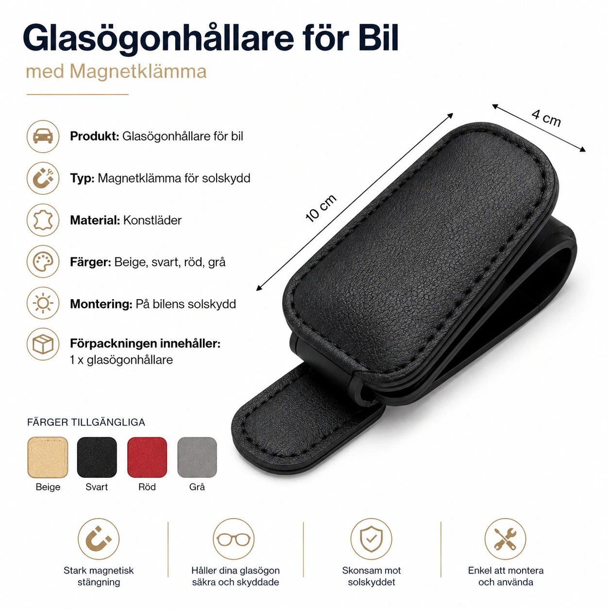 Glasögonhållare för Bil med Magnetklämma