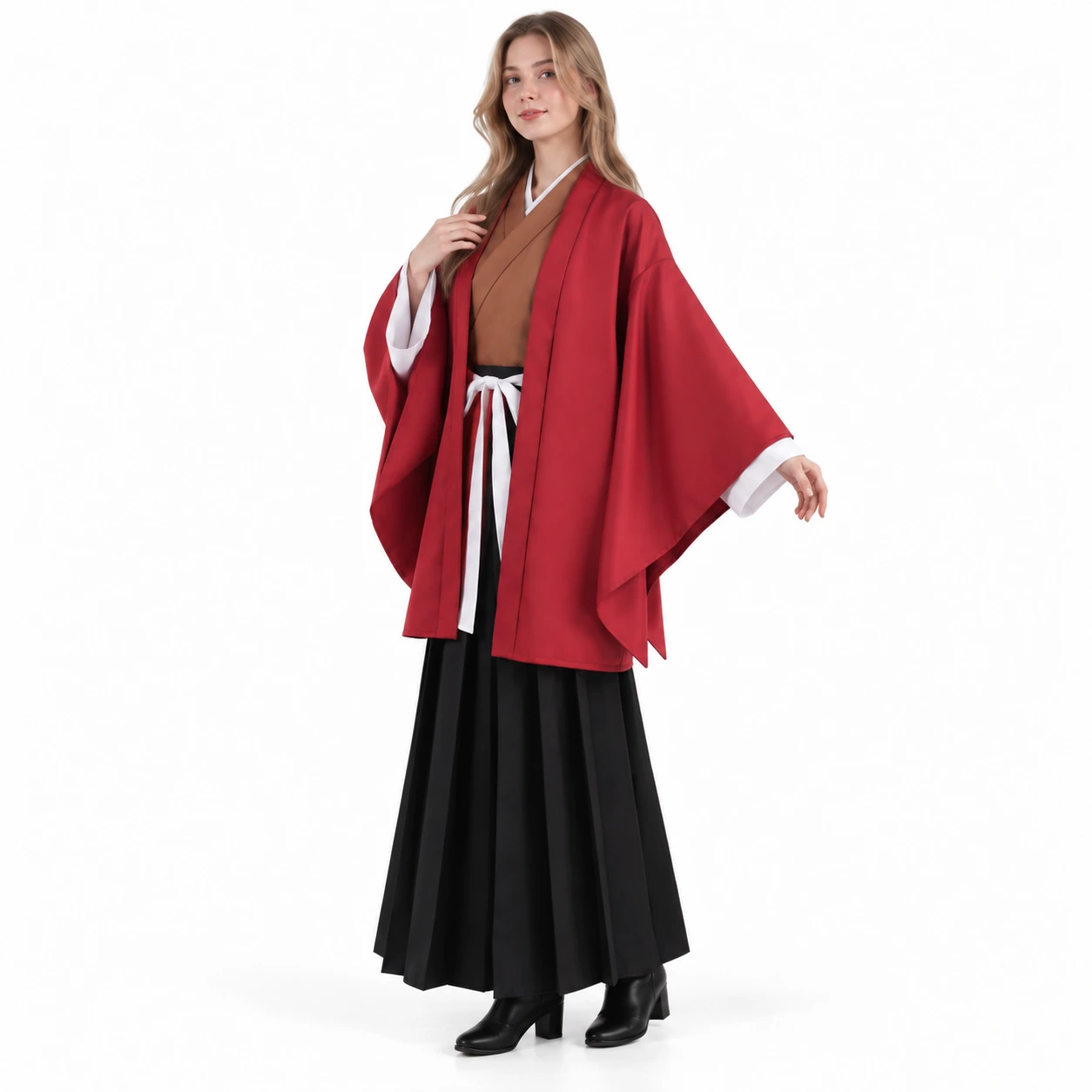 Traditionell Röd och Svart Samurai Kimono set