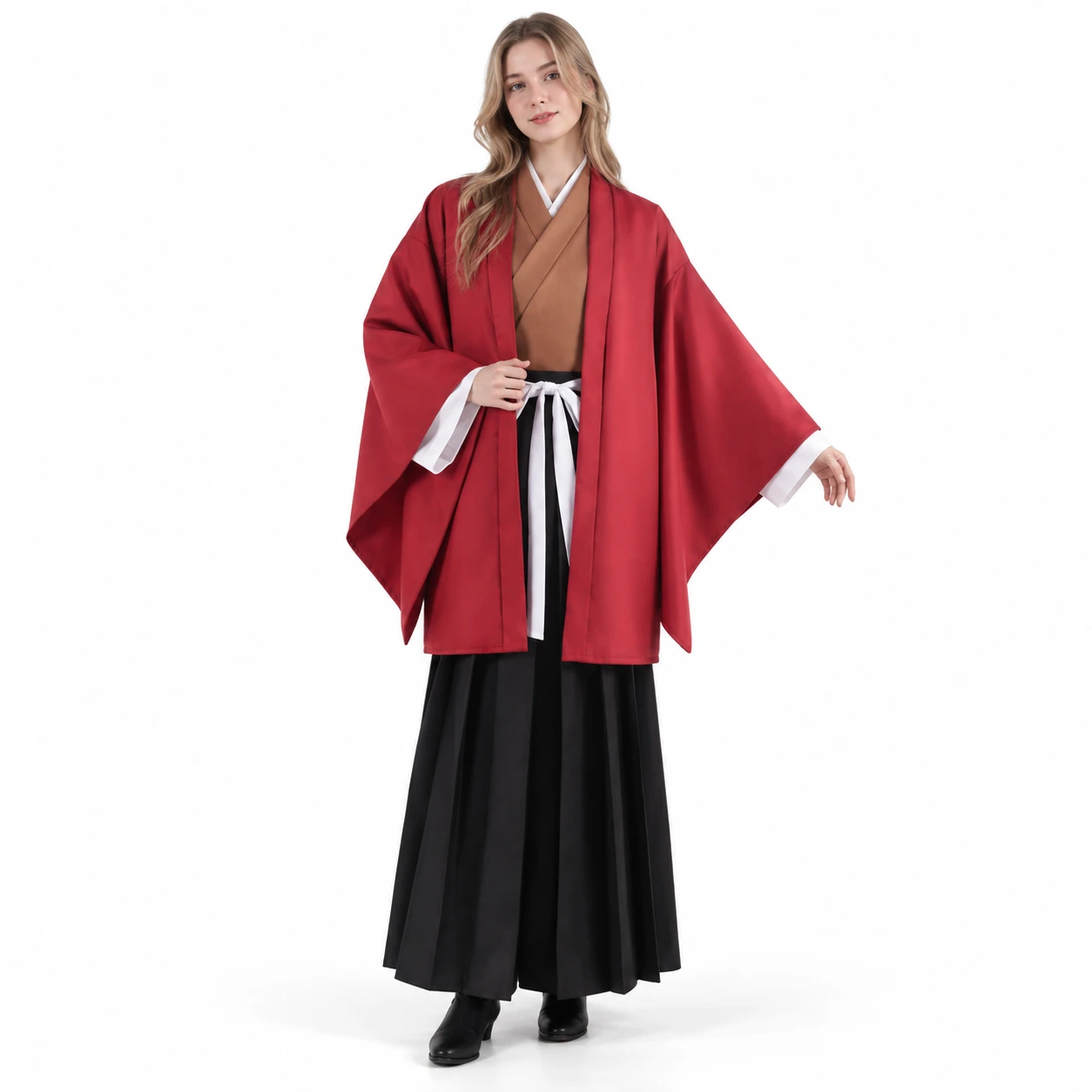 Traditionell Röd och Svart Samurai Kimono set