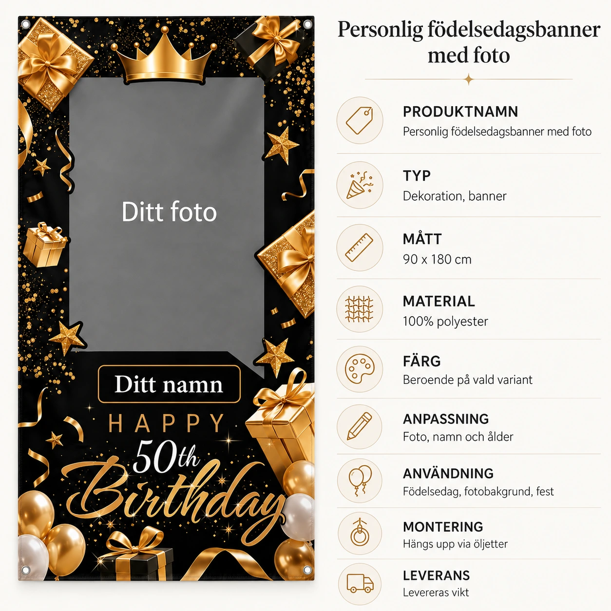 Personlig födelsedagsbanner med foto