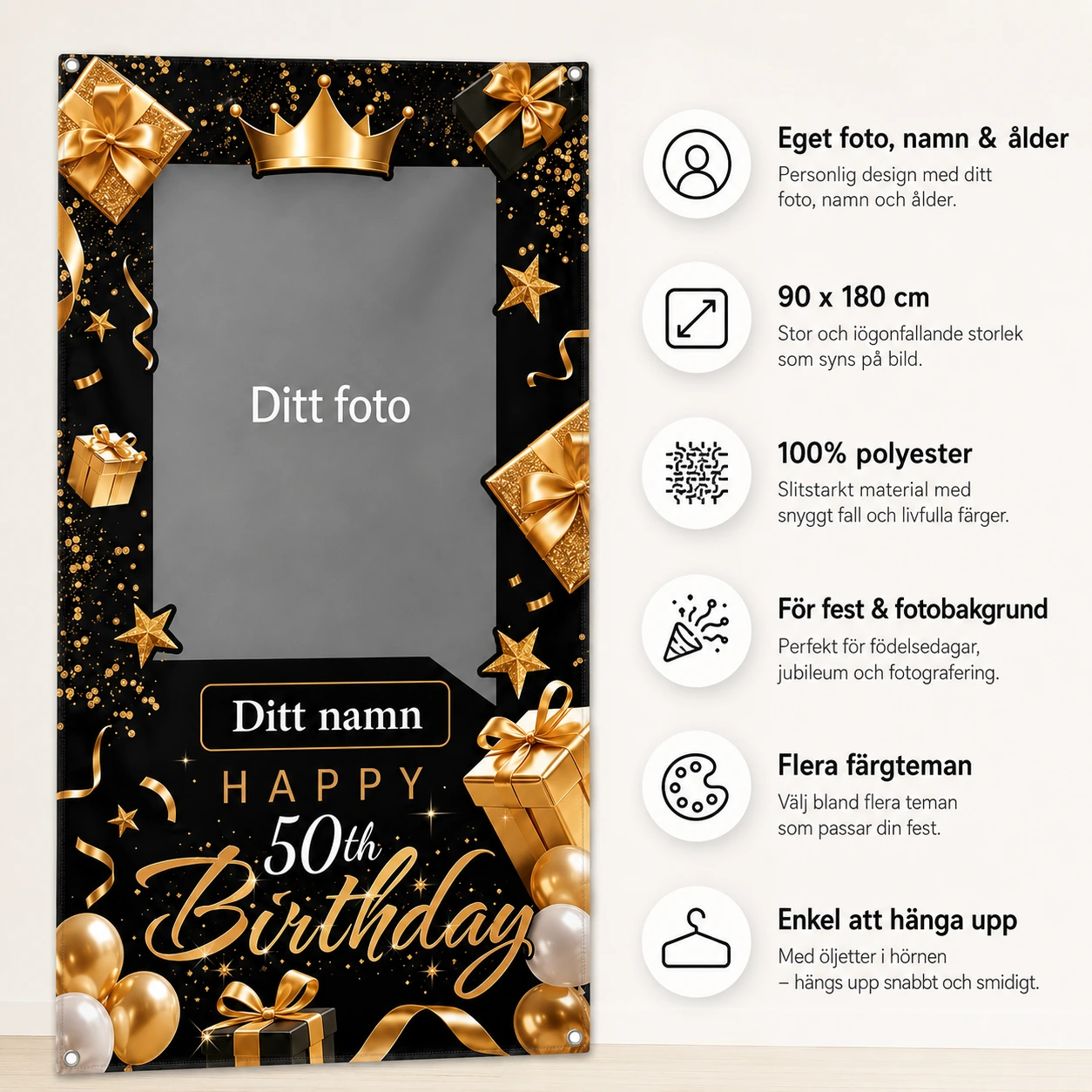 Personlig födelsedagsbanner med foto