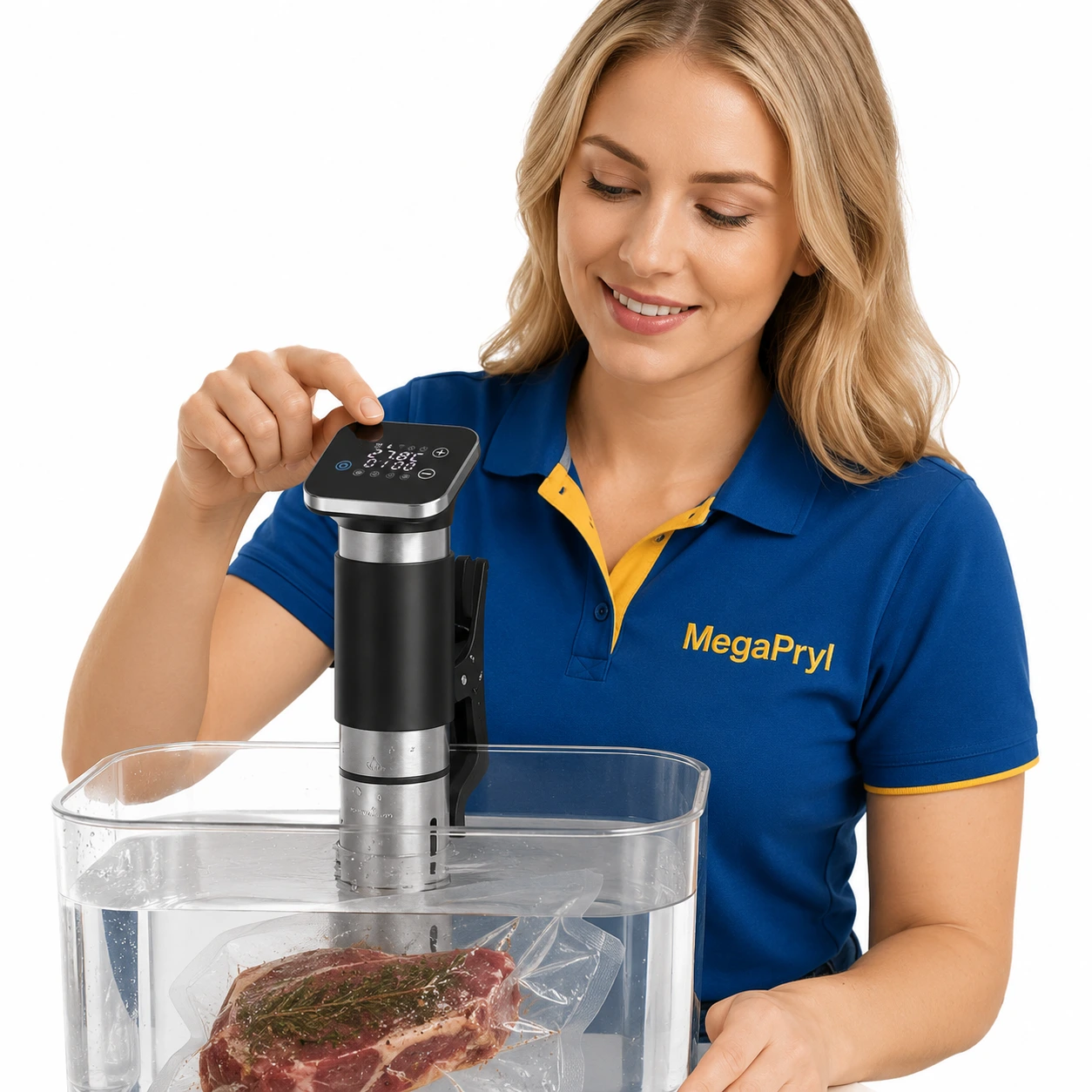 Sous vide -kiertovesikypsennin sovellusohjauksella ja IPX7-luokituksella