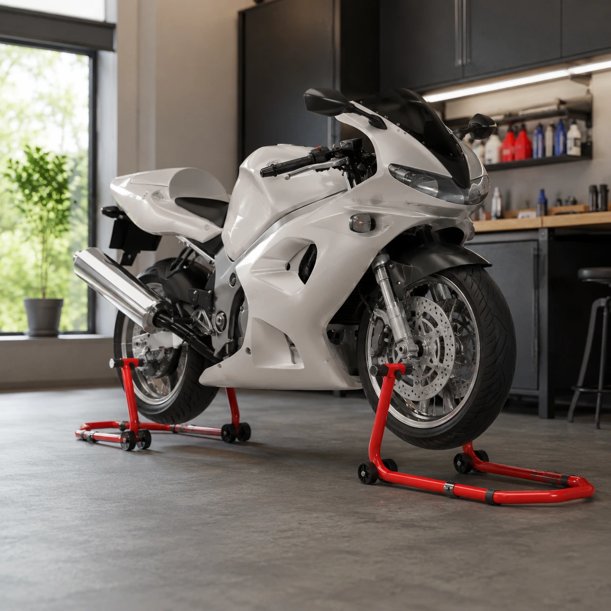 Depåstöd för Motorcykel Justerbart med Adaptrar 390 kg