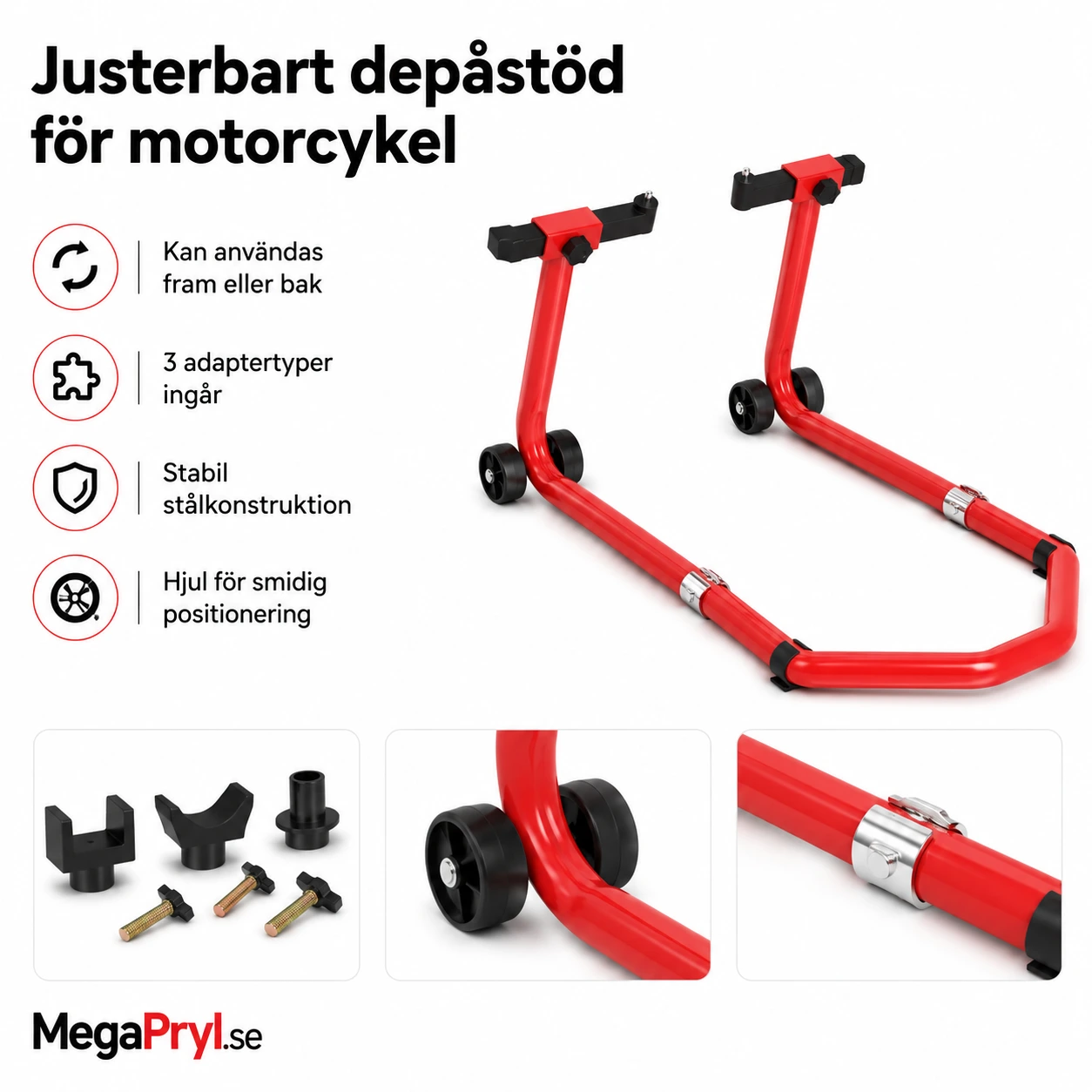 Depåstöd för Motorcykel Justerbart med Adaptrar 390 kg