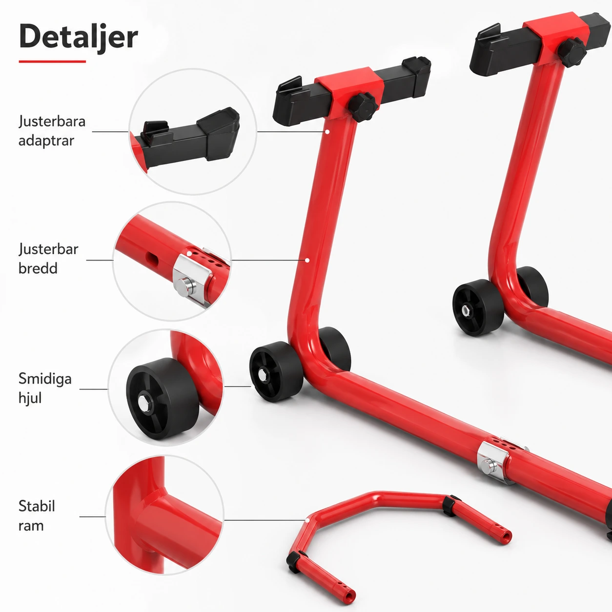 Depåstöd för Motorcykel Justerbart med Adaptrar 390 kg