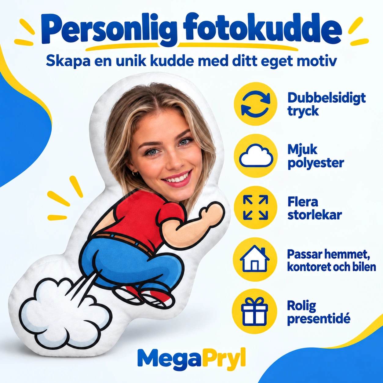 Personlig fotokudde med dubbelsidigt tryck