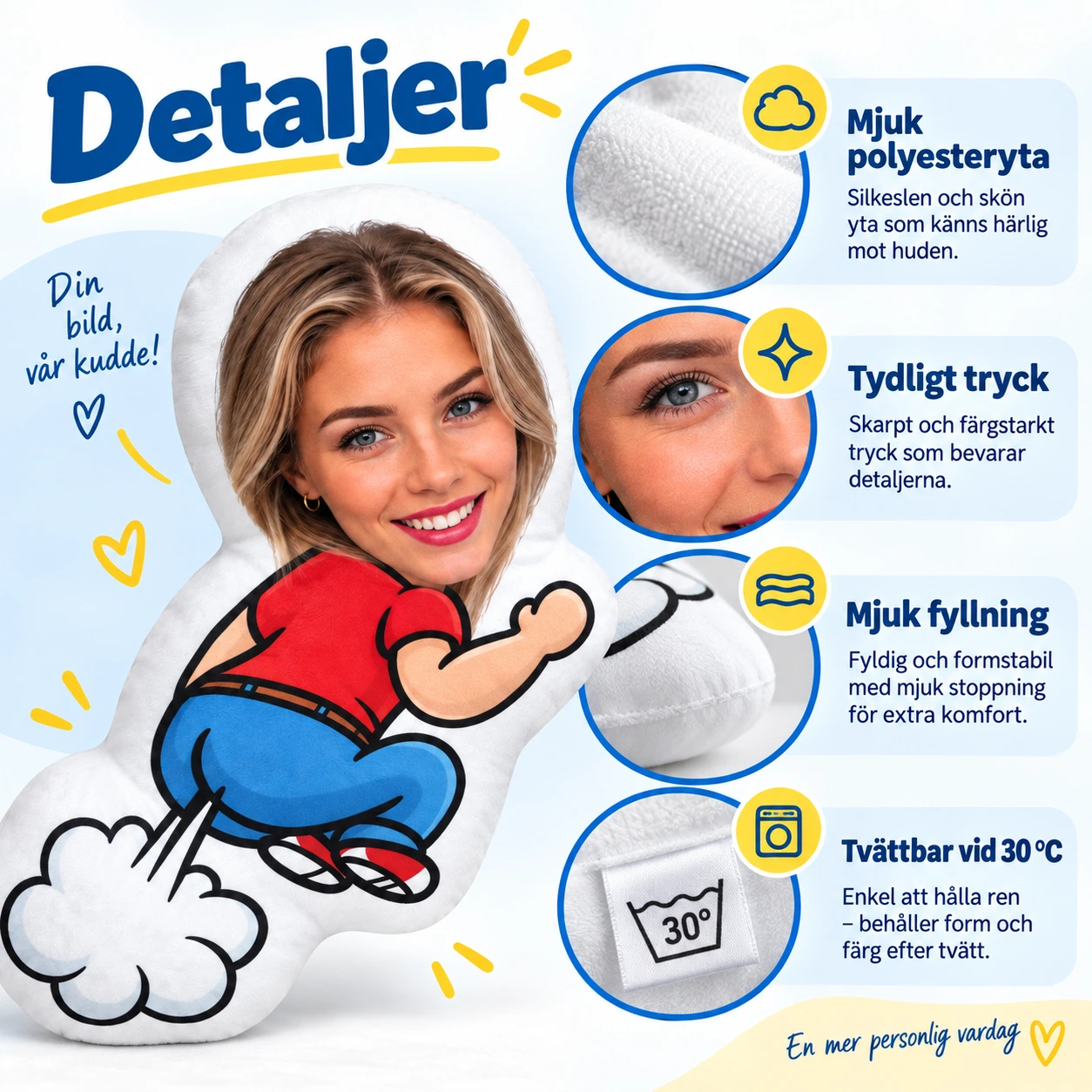 Personlig fotokudde med dubbelsidigt tryck