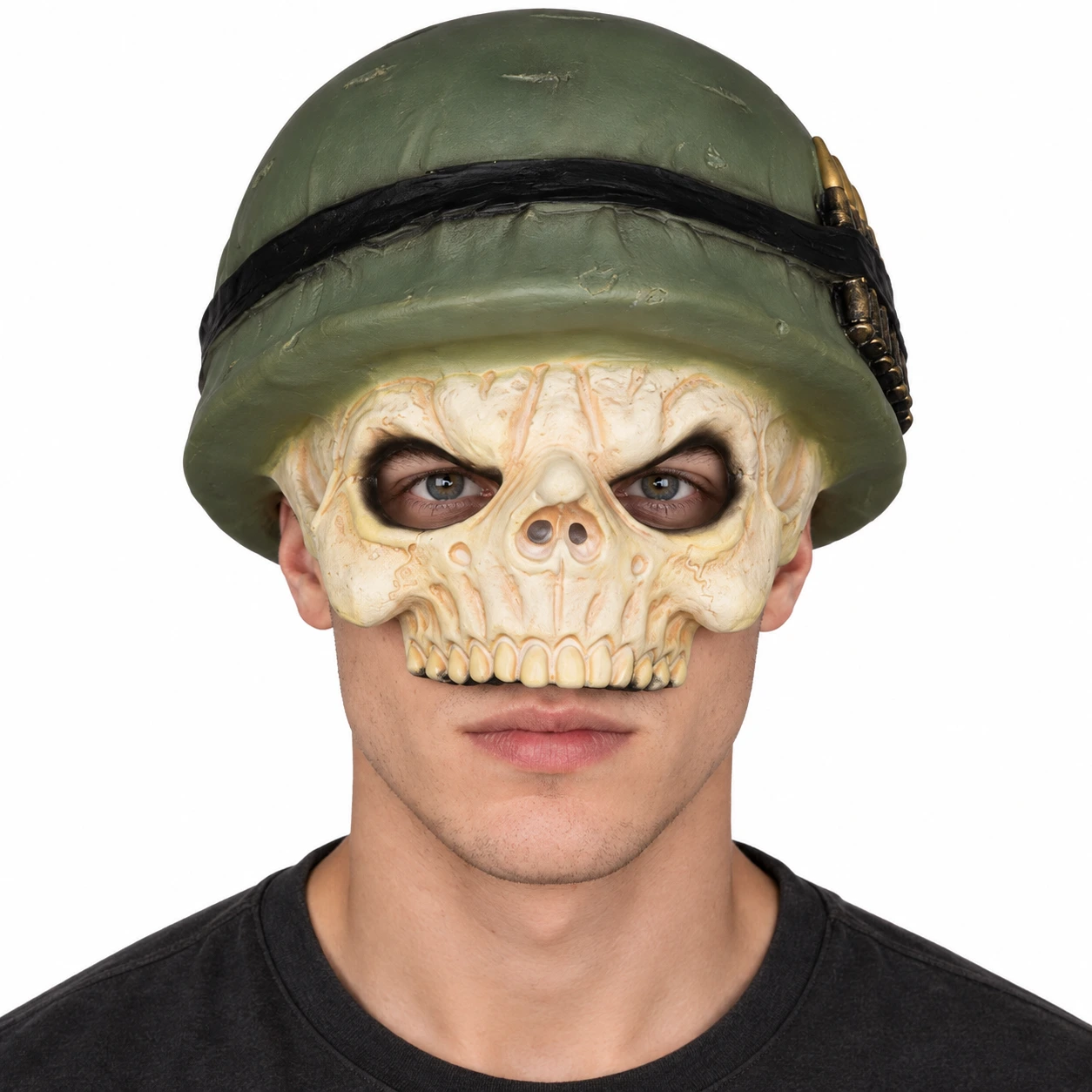 Halvmask skelett med hjälm, vuxen