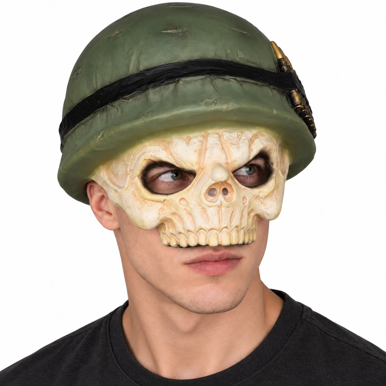Halvmask skelett med hjälm, vuxen