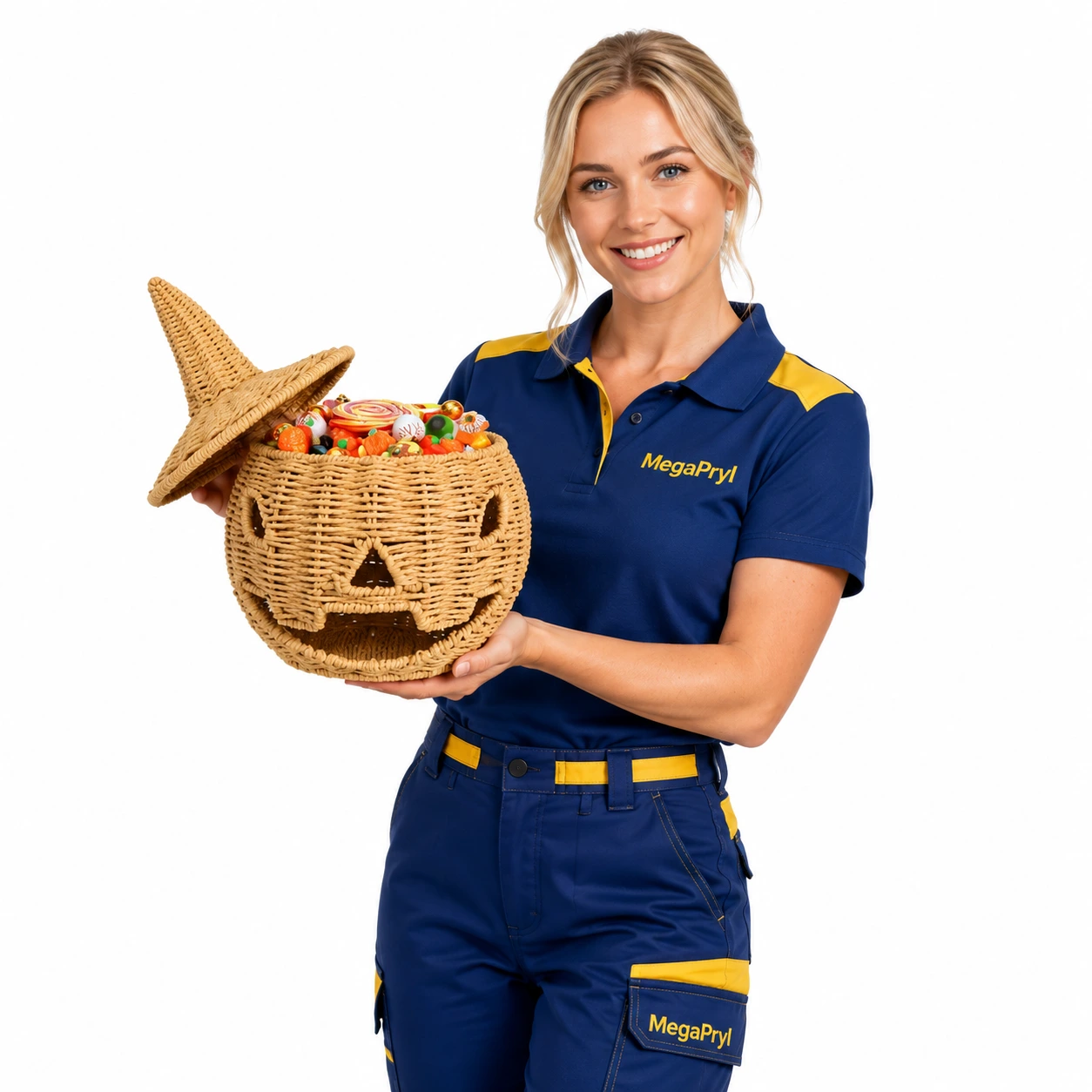 Godisskål för Halloween i pumpaform med lock