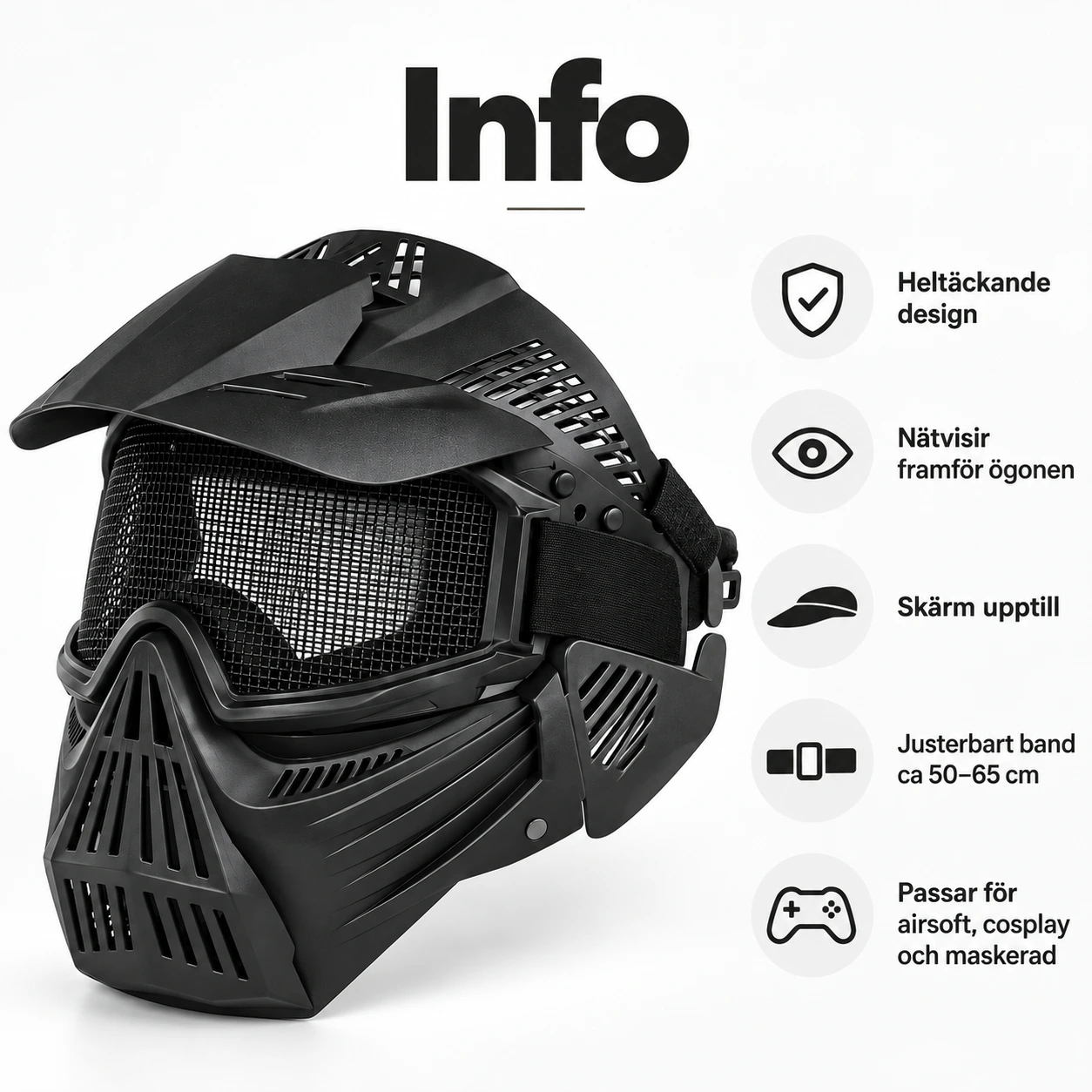 Taktisk Aniktsmask med Nätvisir och Keps