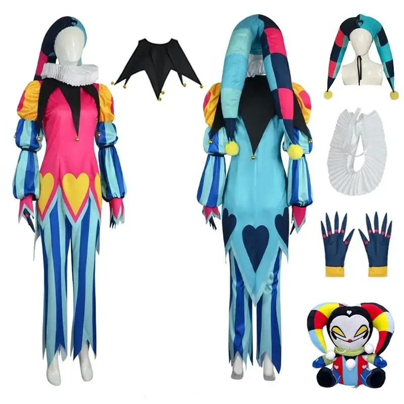 Färgglad Jester Cosplaydräkt – Komplett Set