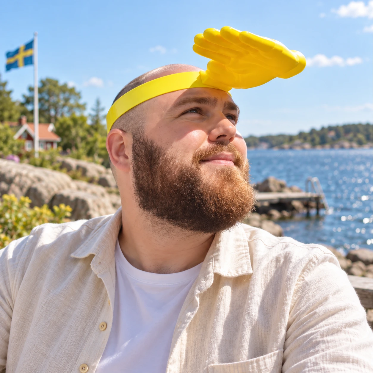 Gul Handformad Solskärm Headband