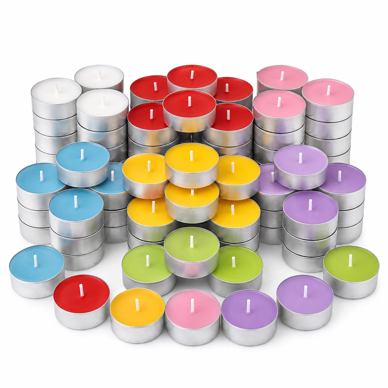 Färgglada Värmeljus 50-pack – Dekorativa Ljus