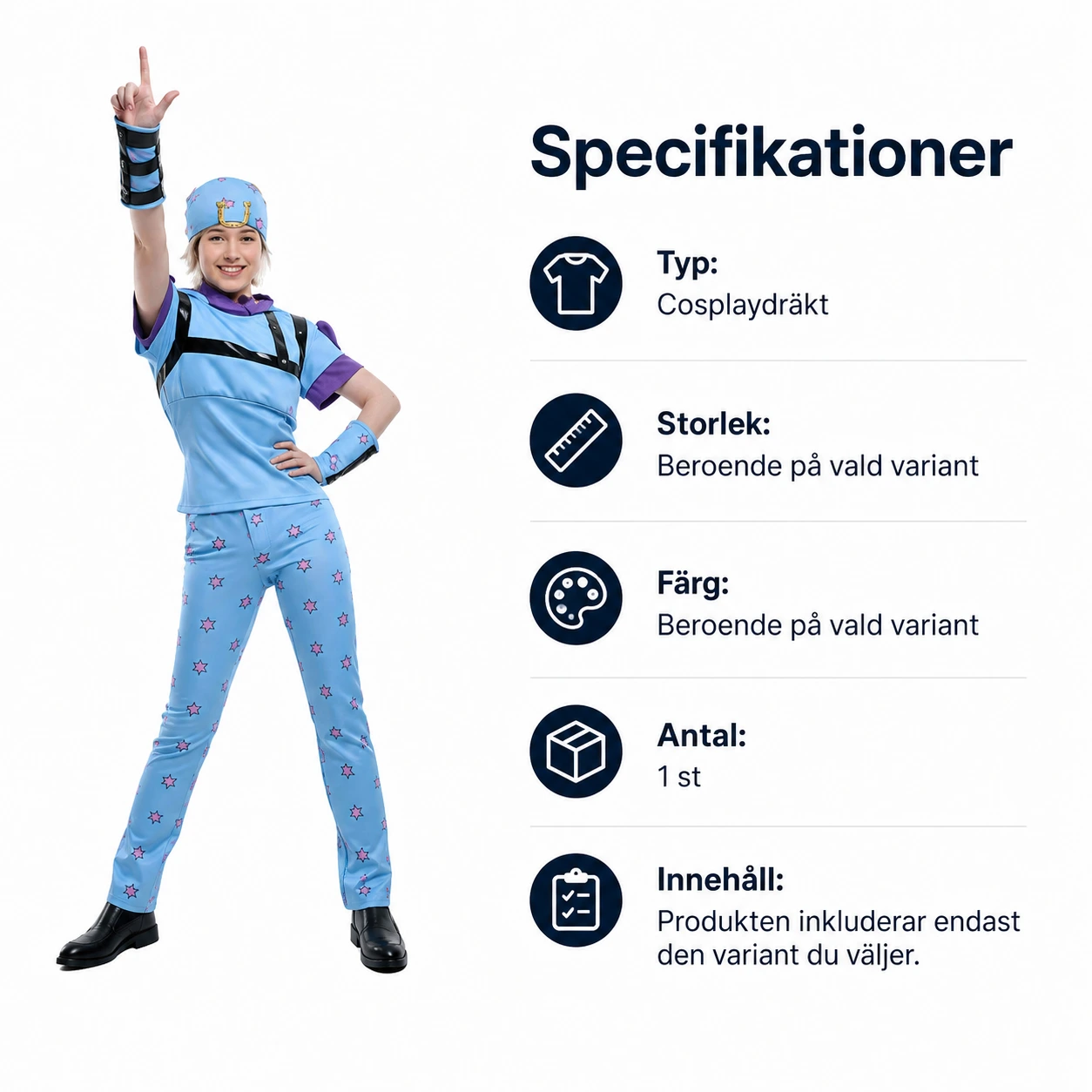 Blå cosplay-dräkt med stjärnor