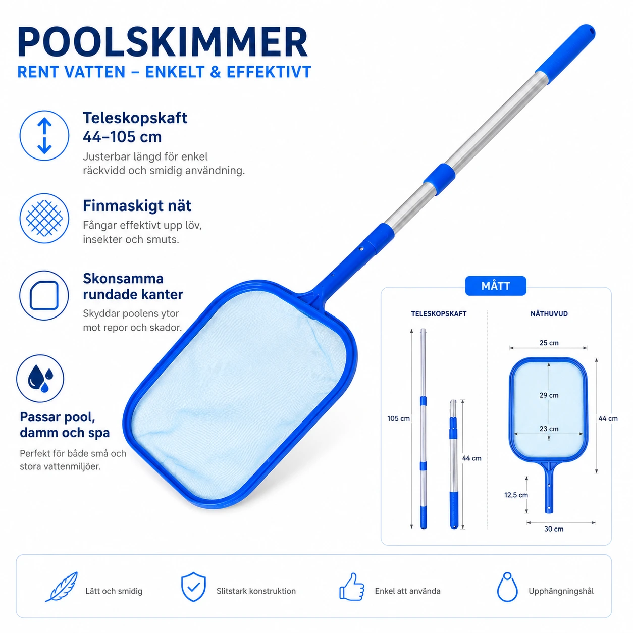 Poolhåv med Teleskopskaft – För Pool & Damm