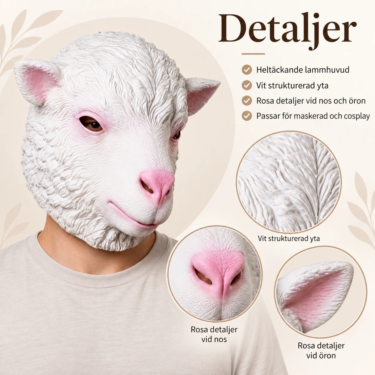 Mask lammhuvud i latex
